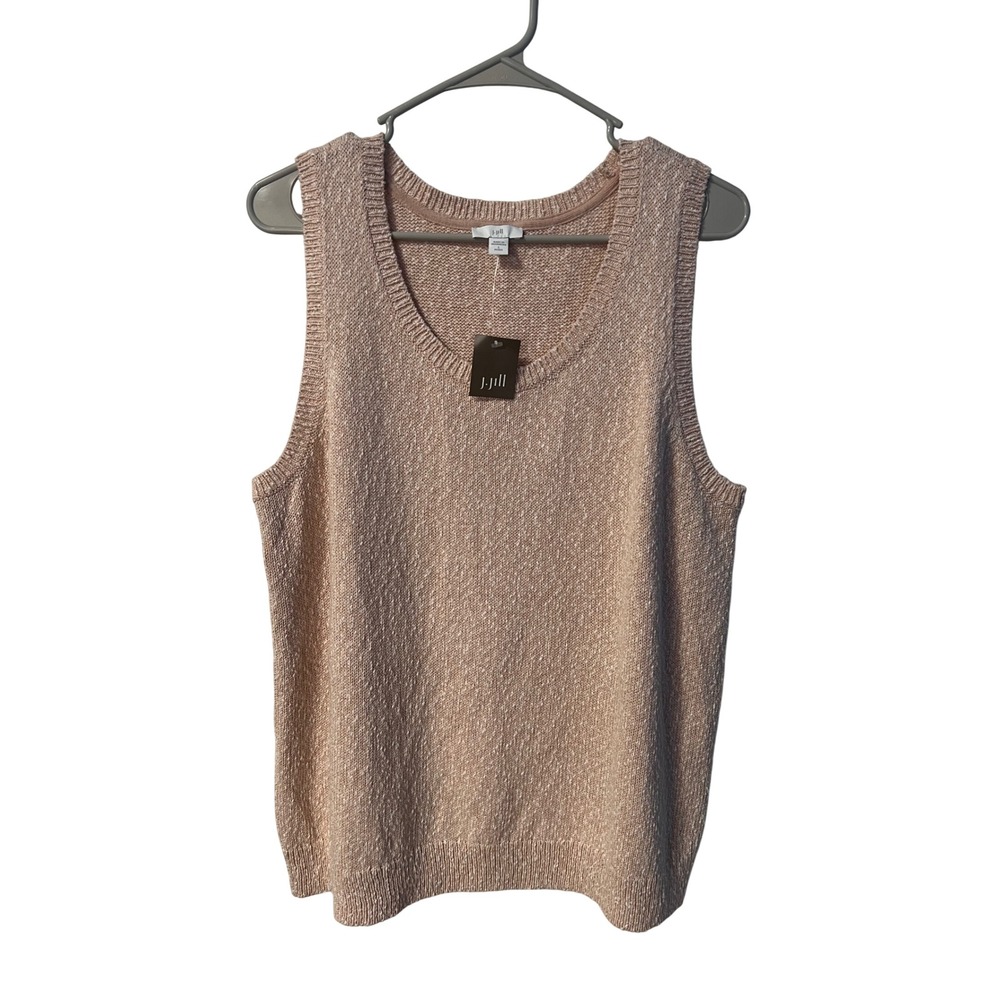 J. Jill Womens Peach Marled Sleeveless Sweater Shell Scoop Neck Size L Petite - Picture 2 of 7